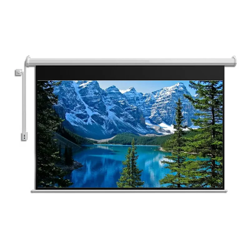 60 Inch 16:9 Motorized Ceiling Projection Screen, Matt White Electric Remote Control Automatic Lifting Projector Screen
