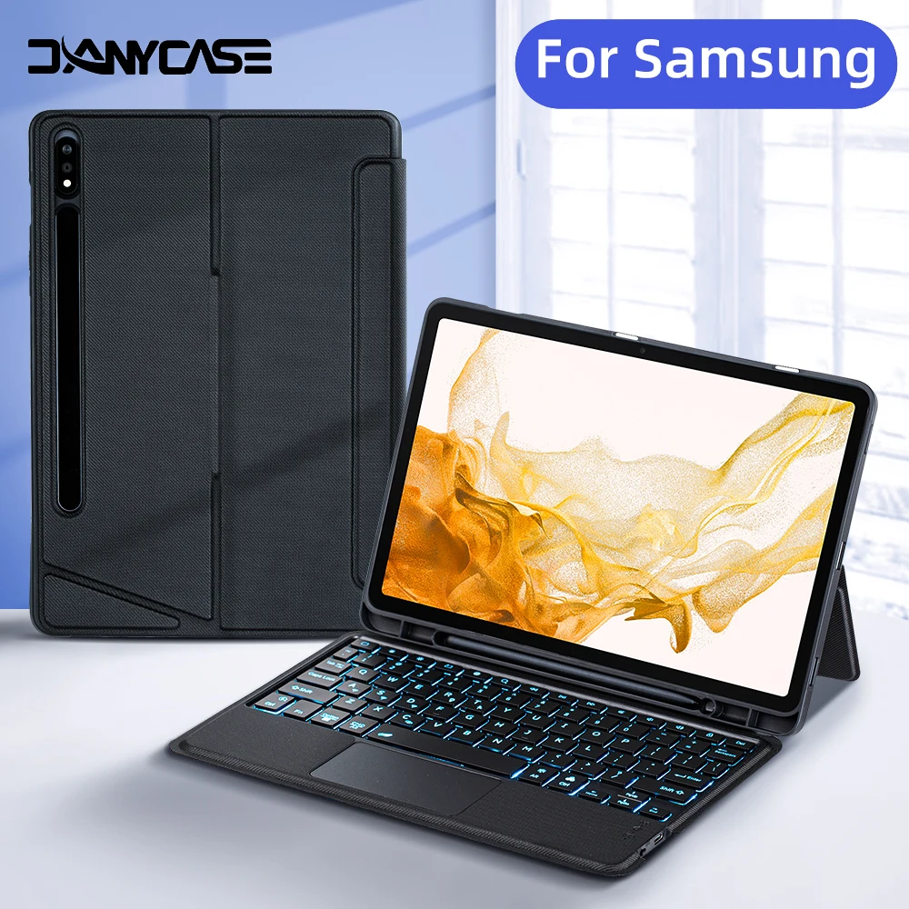 Magnetic Keyboard Case for Samsung Galaxy Tab S9 S8Plus S7FE S6lite A8 Tablet Case with Wireless Bluetooth Trackpad Keyboard