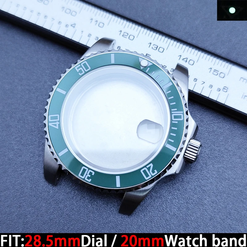 علبة NH35 عالية الجودة من الفولاذ المقاوم للصدأ - كريستال الياقوت الكثيف، مناسبة لحركة NH35 / قرص 28.5 مم / استبدال الحزام 20 مم