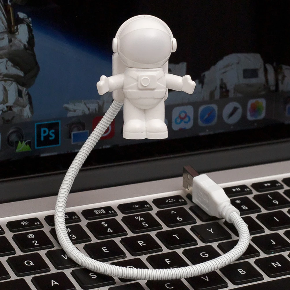 

Plastic USB Astronaut Light LED Lamp for Laptop Computer White Color Portable Flexible Design Bedside Reading Gifts