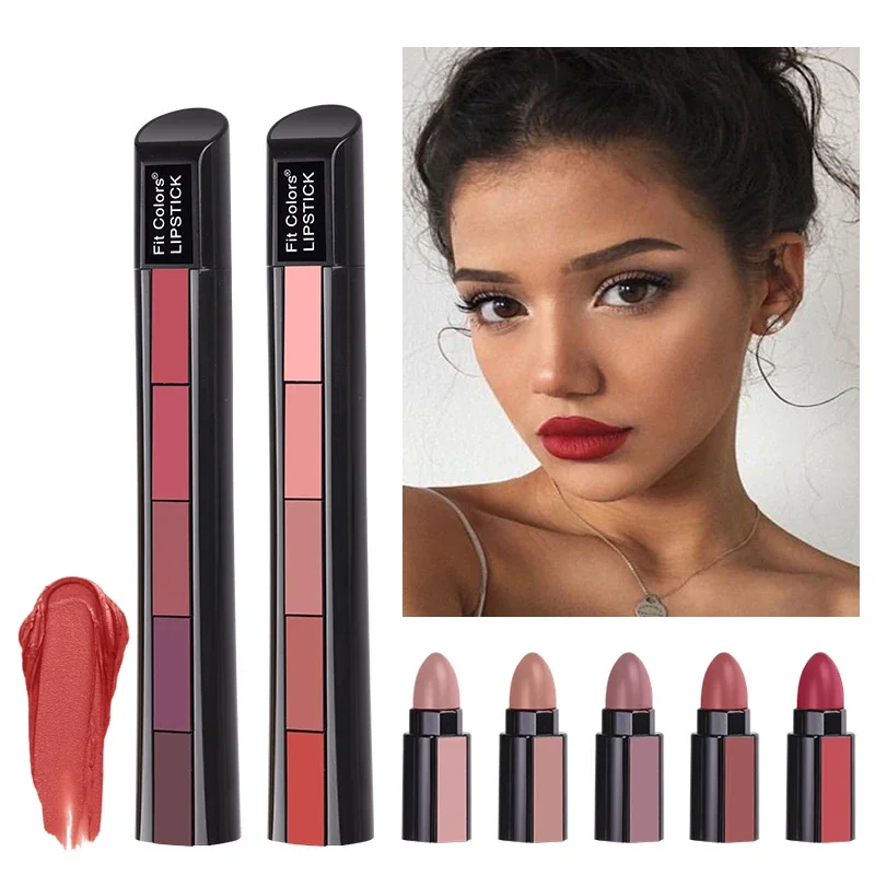 5 in 1 Lipstick Set Lightweight Matte Velvet Long Lasting Combination Lipstick Nourish Moisturizing Professional Lip Makeup Gift