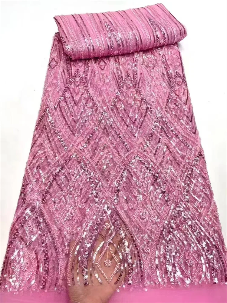 Luxus Afrikanische Orange Pailletten Spitze Stoff Hohe Qualität Französisch Tüll Spitze Stoff Für Nigerianischen Stickerei Spitze Stoffe Nähen