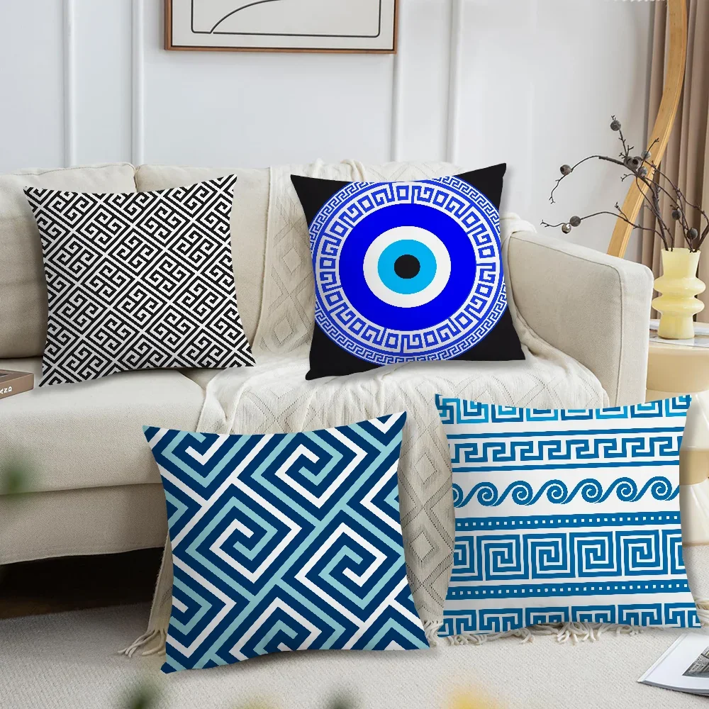 Soft Comfortable Pattern Pillow Case Design for Sofa Living Room Home Key The Office Decor Greek Protective Covers