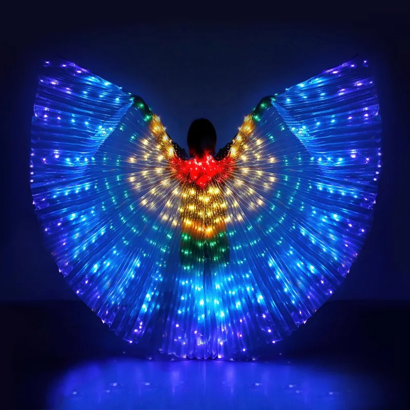 

2025 Women's Halloween LED Wings Costume Telescopic Fairy Sticks Glow Angel & Isis Wings for Adults Graduation Party Decorations