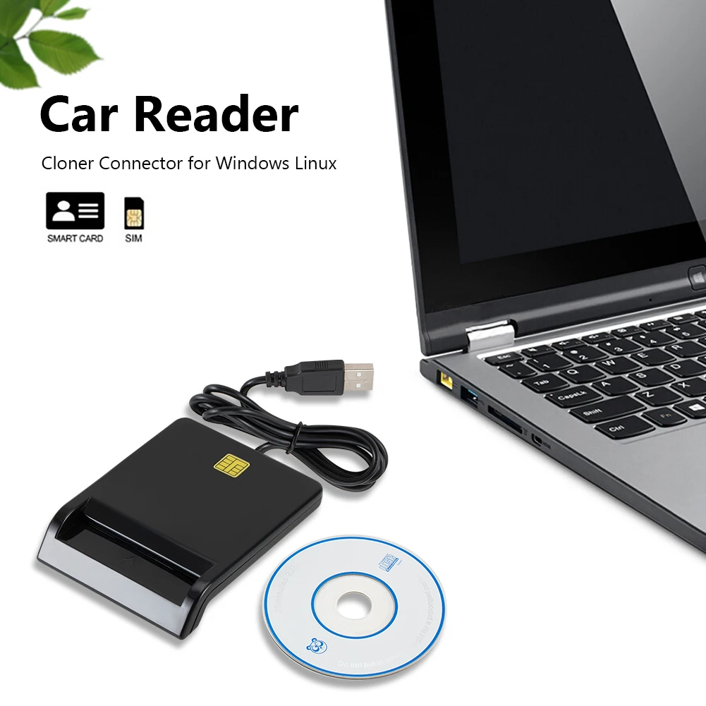 Portable USB 2.0 Smart Card Reader for Bank Card IC/ID EMV DNIE ATM CAC SIM Card Cloner Connector Card Reader for Windows Linux