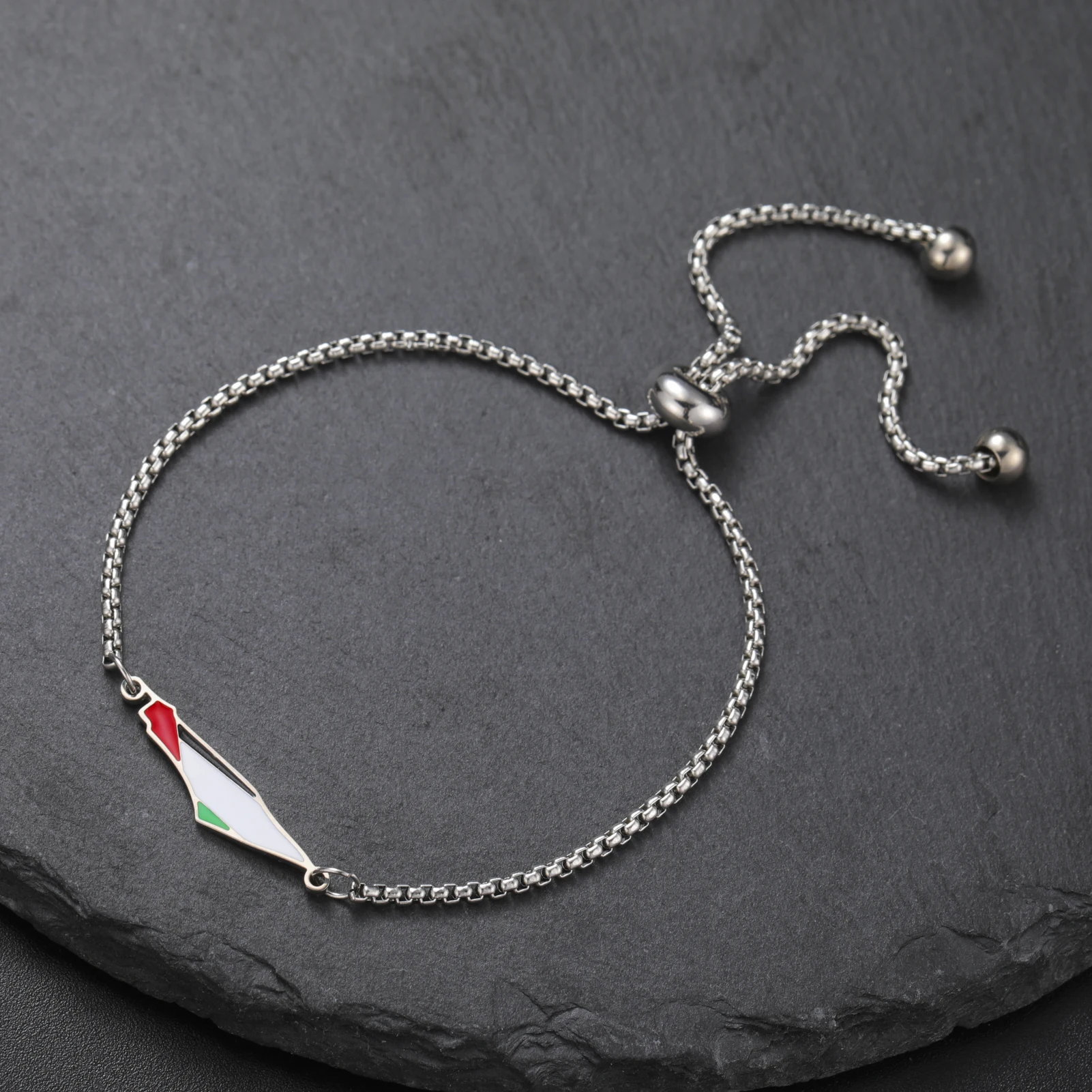 Palestine National Map Pendant Bracelet Stainless Steel Men's and Women's Fashion Box Chain Jewish Israel Map Ethnic Jewelry - view 5