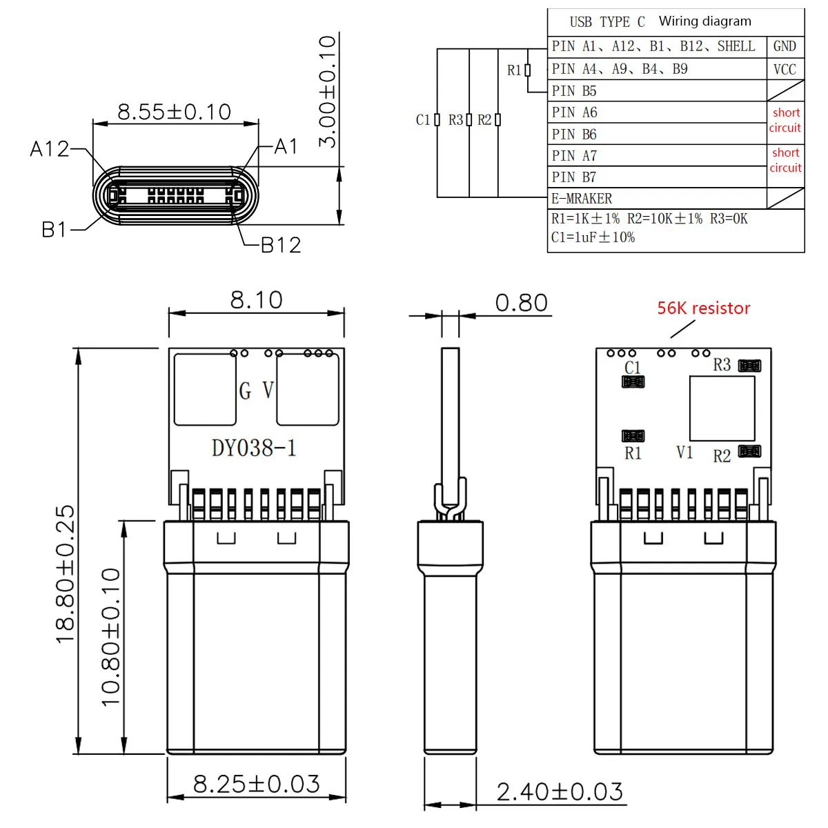 Conector de carga QC4 tipo C, placa de señuelo de carga rápida, 5V, 9V, 12V, 15V, 20V, módulo PD 2, 3,0, cable de disparo USB, 5A PD/QC