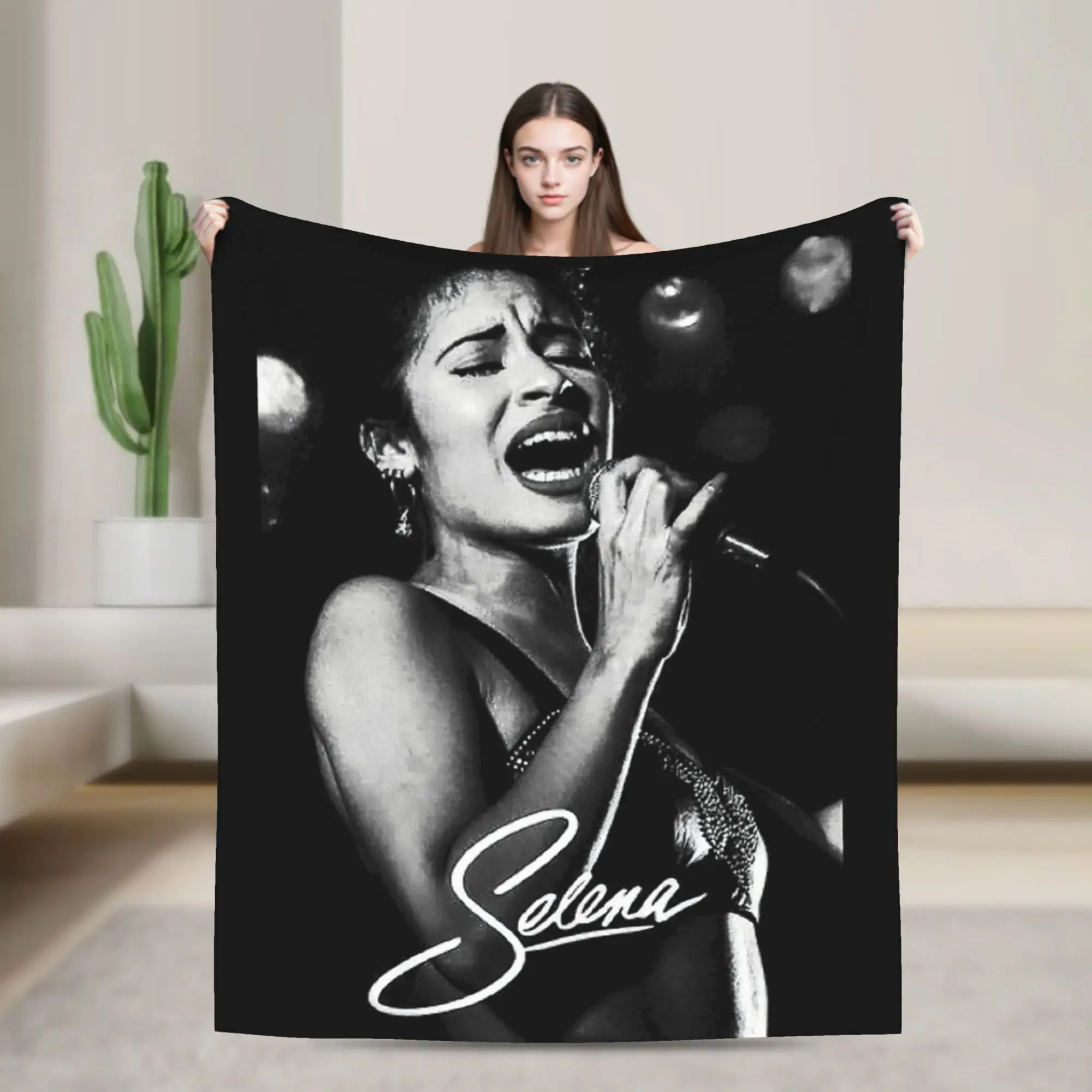 Tour Music 90s Lady Singer Selena Quintanilla Blankets Fleece Winter  Multi-function Throw Blanket for Home Plush Thin Quilt