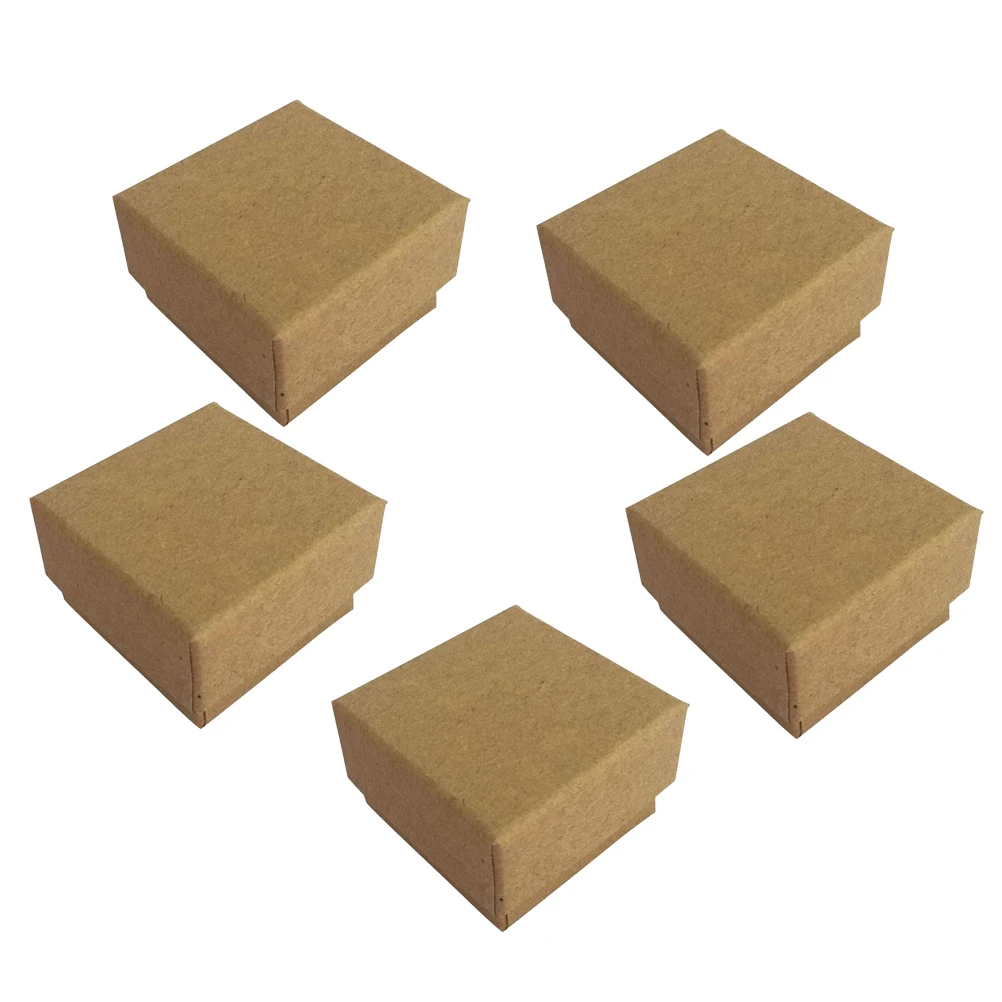 

5 pcs Kraft Paper Jewelry Boxes Vintage Earring Gift Boxes Square Storage Cases For Necklaces Bracelets Wedding Christmas