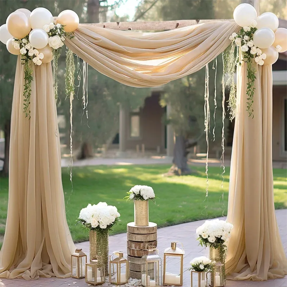 1pc Wedding Arch Draping Fabric Chiffon Fabric Drape Drapery Sheer Backdrop Reception Swag Wedding Ceremony Decor Multiple Sizes