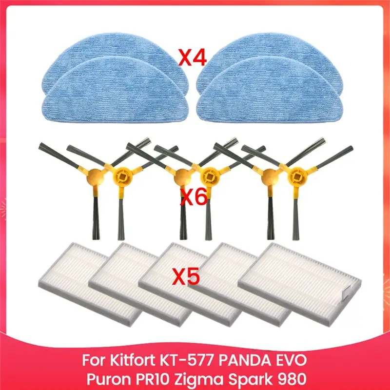 B30B Replacement Parts for Kitfort KT-577 for Panda Evo Puron PR10 Zigma Spark 980 Side Brush Filter Mop Cloth