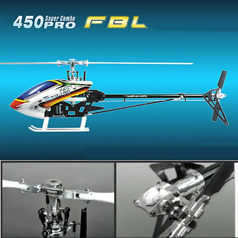 6CH 3D 2.4G DIY RC 450 PRO FBL Flybarless Carbon Fiber Main Frame RC Helicopter Kit with Torque Tube Tail