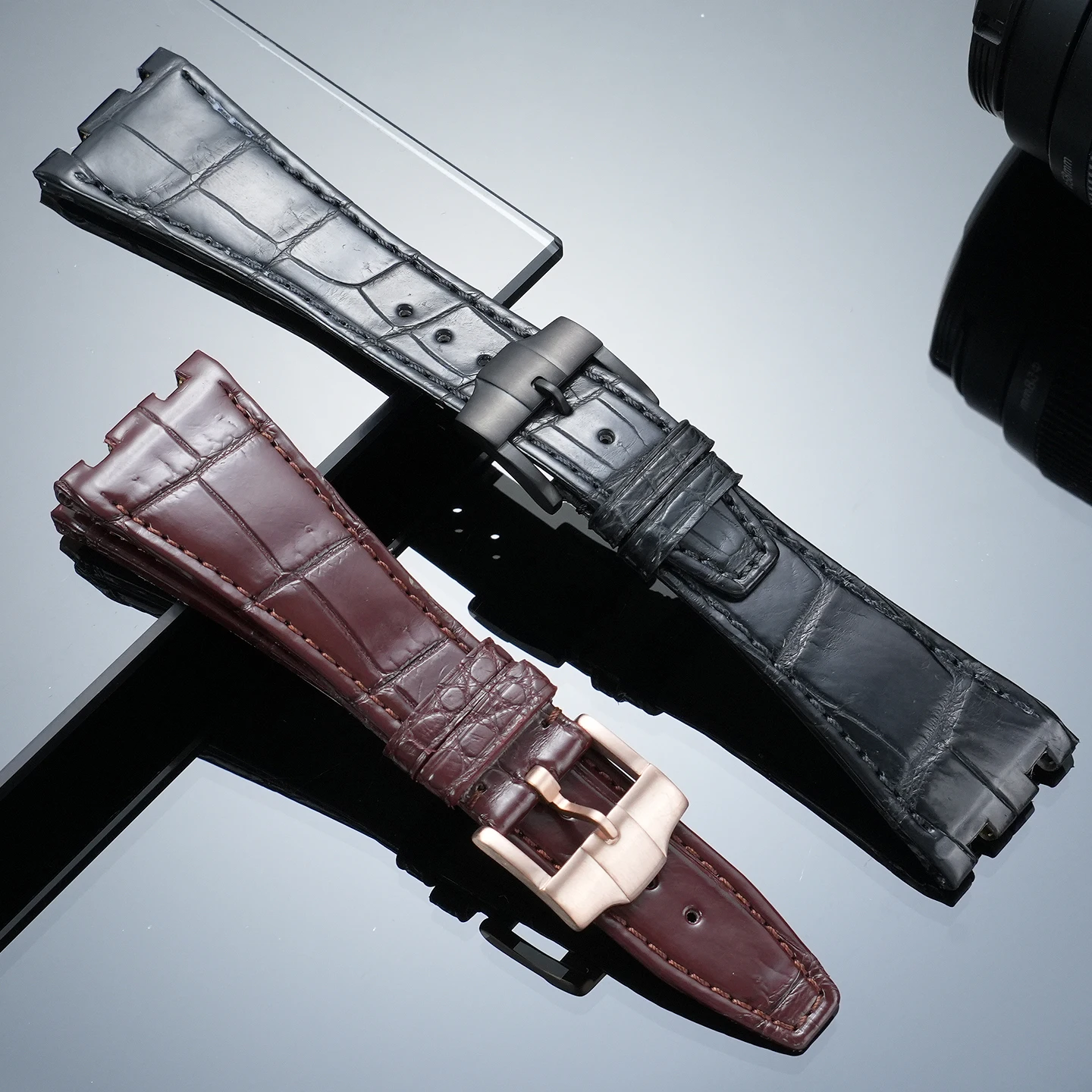 Genuine Alligator Leather Straps (26mm and 28mm) for Audemars Piguet Royal Oak Offshore 15710, 15703, 26470, 15510, and 26240