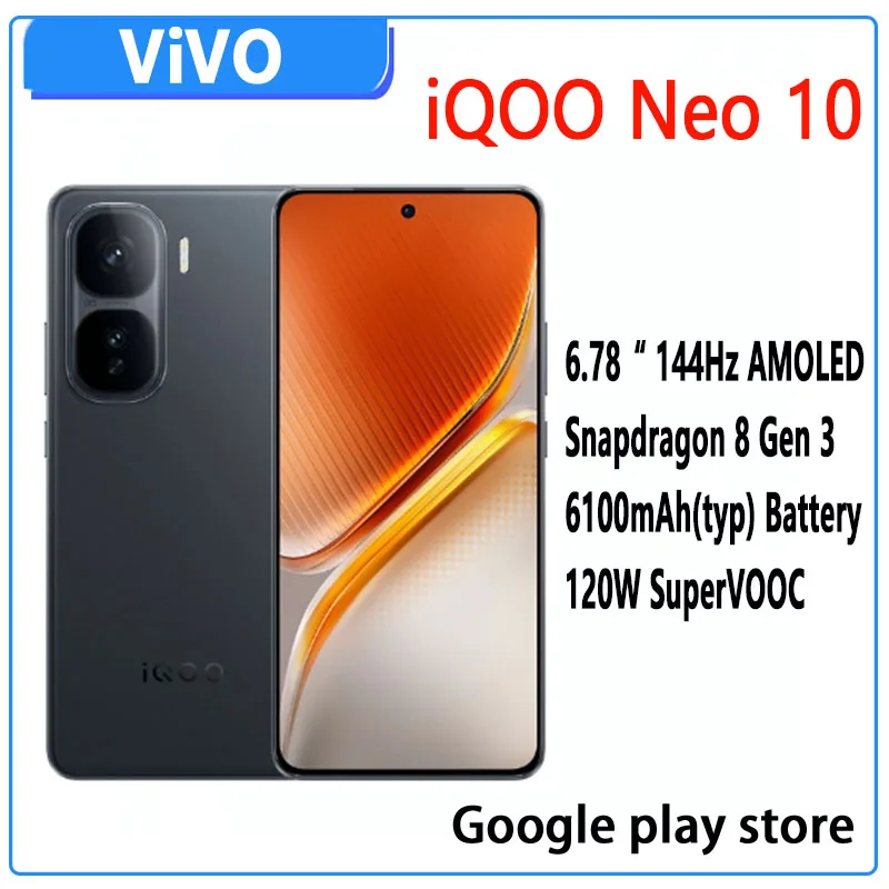 Original VIVO IQOO Neo 10 5G 6.78inch AMOLED Snapdragon 8 Gen 3 6100 Mah 120W Super Charge 144Hz 50MP NFC  3D Fingerprint Unlock