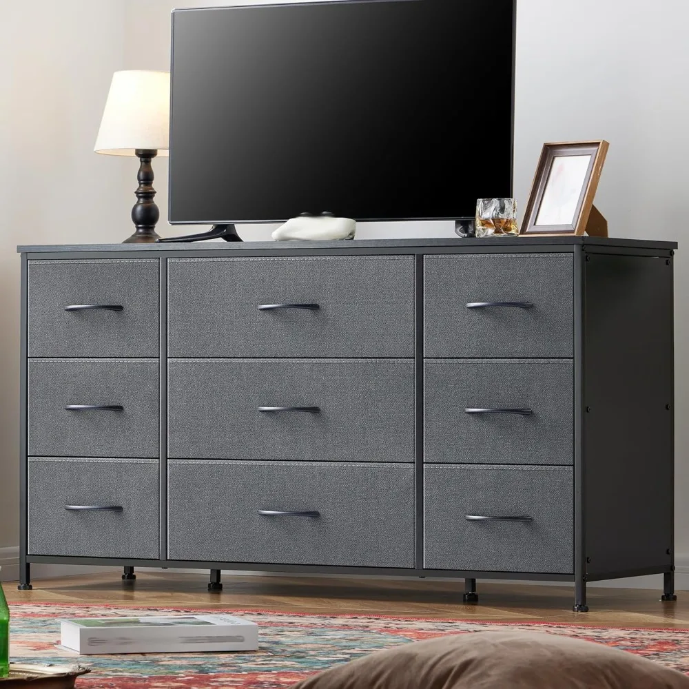 

Dresser for Bedroom with 9 Drawers, Wide Dresser TV Stand for 55” TV Stand for Bedroom Long Dressers & Chests of Drawers