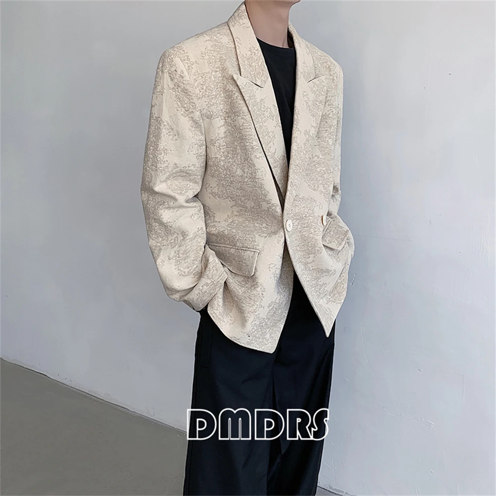 2025 Autumn Popular Men's Chic Suit Blazer, Double Breasted High-Street Suit Jacket, Peak Lapel Fashionbale Suit S-XL