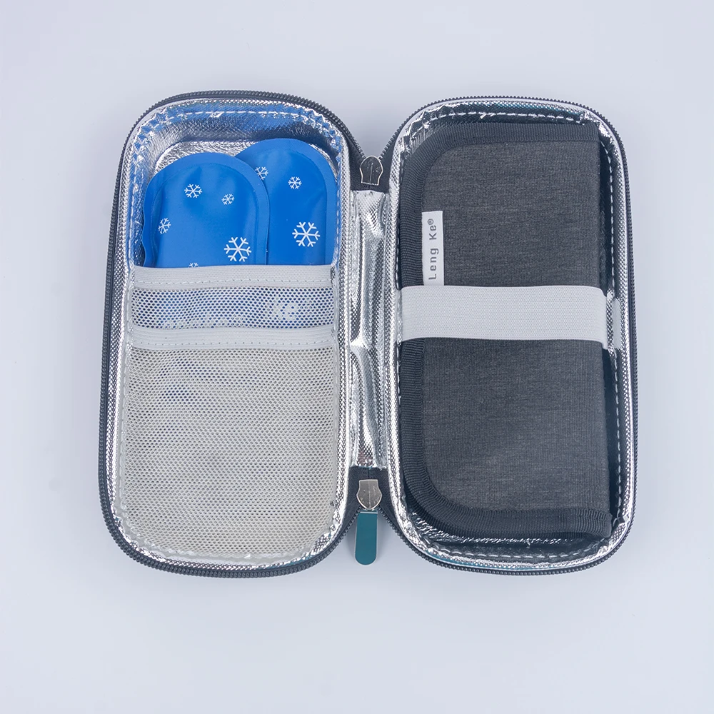 Insulin Cooler Bag Insulin Travel Pen Case with Travel Ice Packs Medium Size EVA Diabetic Travel Case Portable Cooler Bag