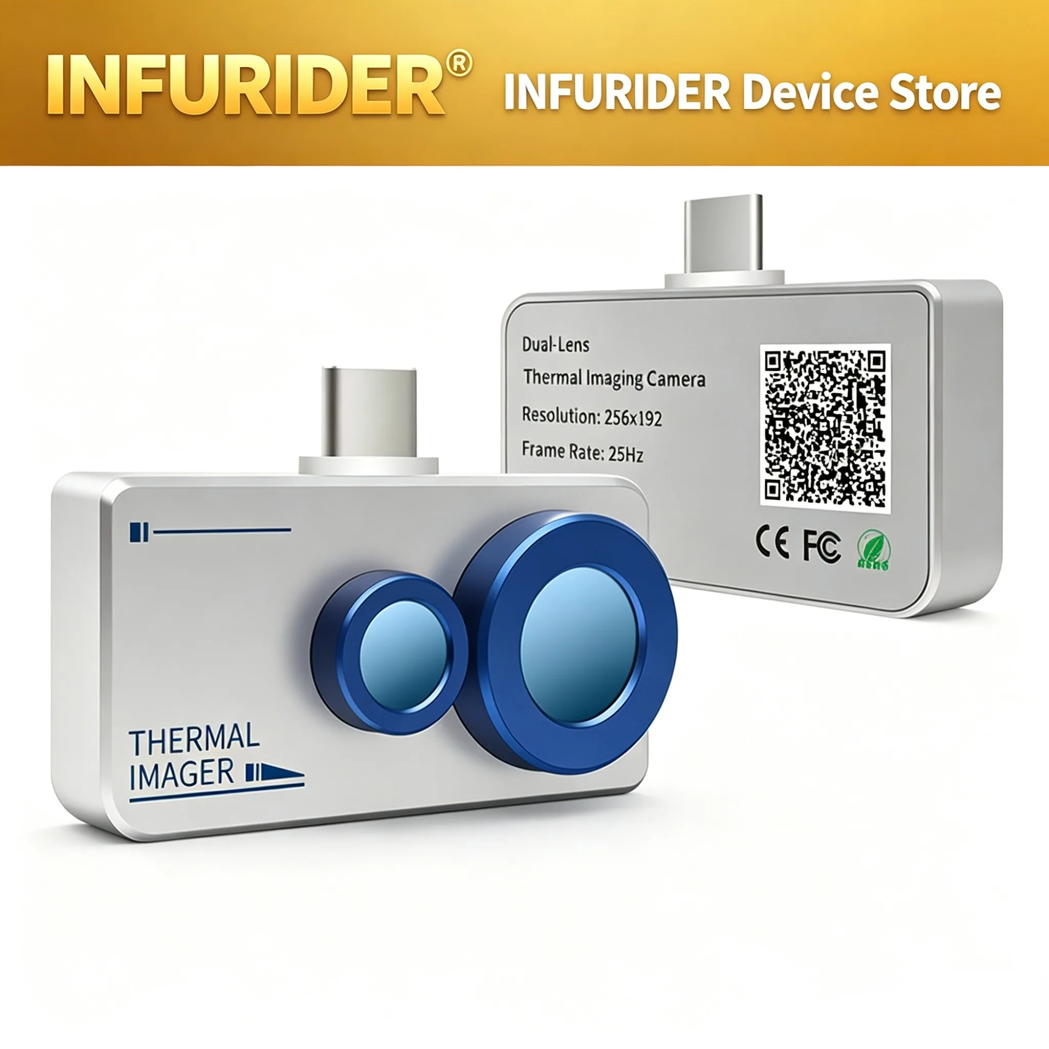 Thermal Camera 256x192 IR Resolution -15~600℃ USB-C Android Thermal Imager with 640x480 Visible Light for Electrical