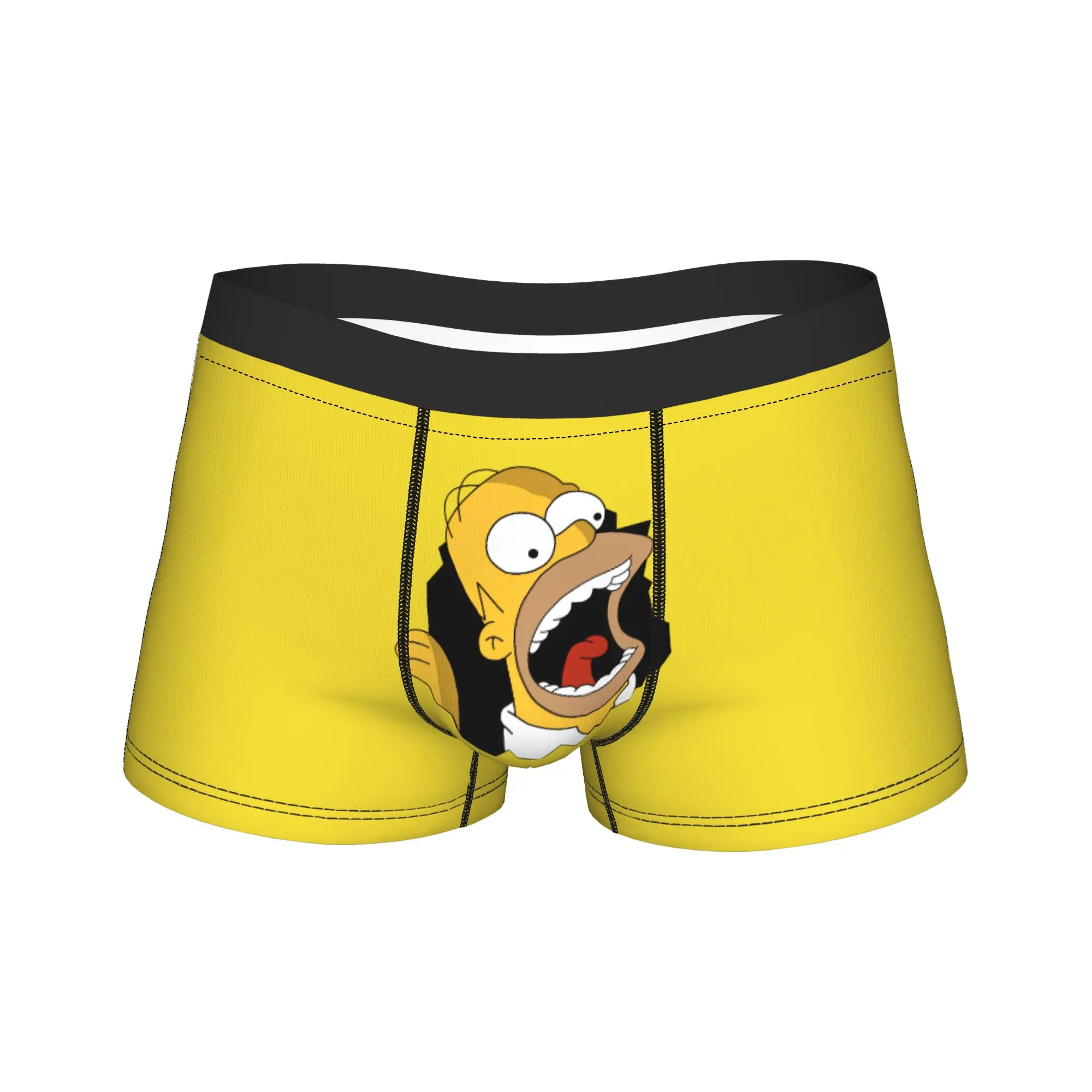 Men S-Simpsons Cartoon Long Underwear  Humor Boxer Briefs Shorts Panties Male Breathable Underpants M-XXL