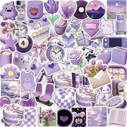 Pack d'autocollants de style simple violet dessin animé pour enfants, scrapbooking, journal intime, casque, planche à roulettes, ordinateur portable, autocollant de décoration, décalcomanie, 10 pièces, 56 pièces