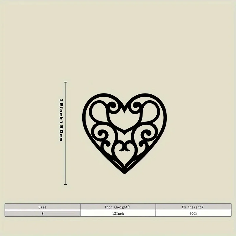 Elegant Interlocking Hearts Iron Wall Sculpture Cutout Art Romantic Couple Decor Valentine Anniversary Wedding Home Office Gift