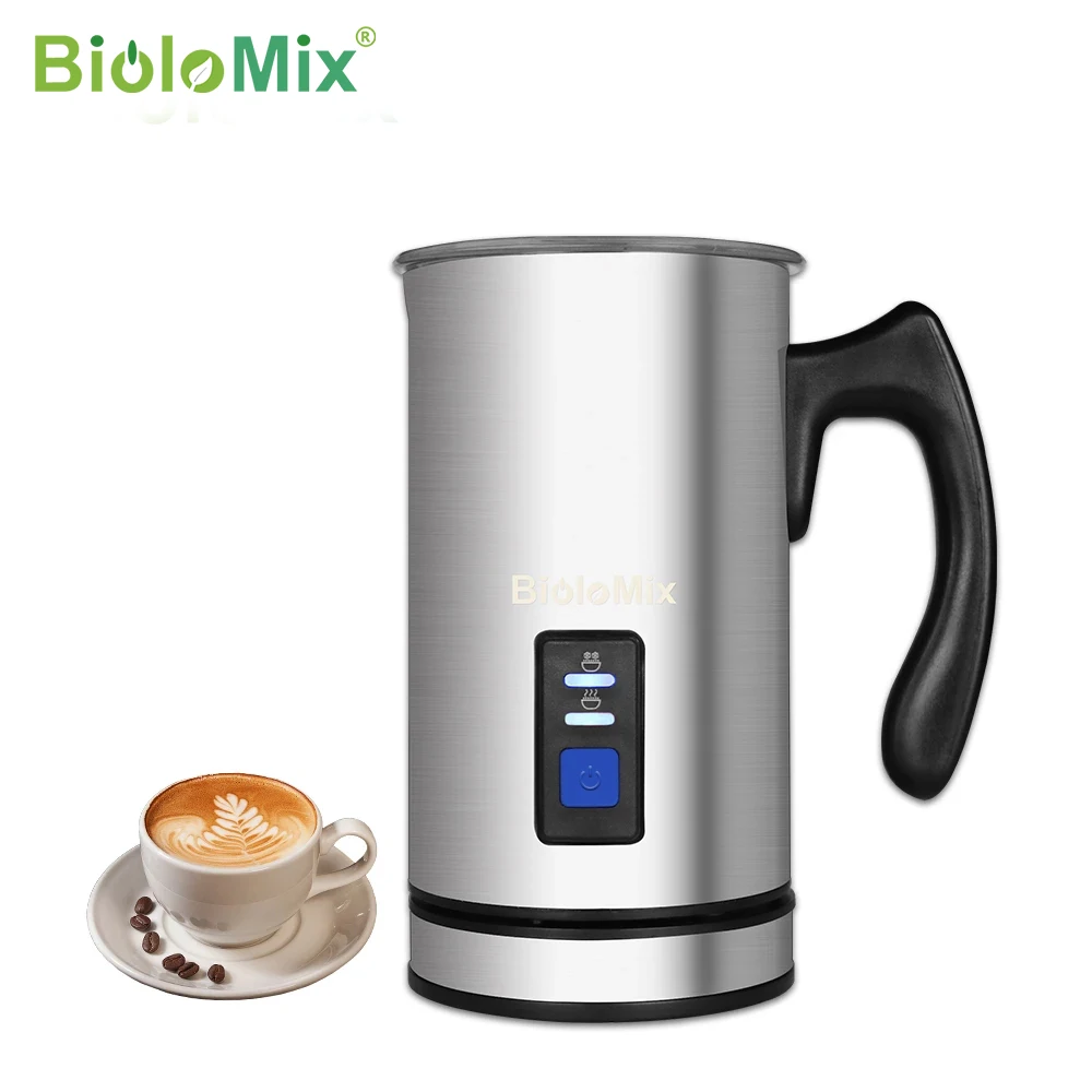 BioloMix Steamer susu pembuat buih, pemanas susu listrik untuk Latte cappucino cokelat panas