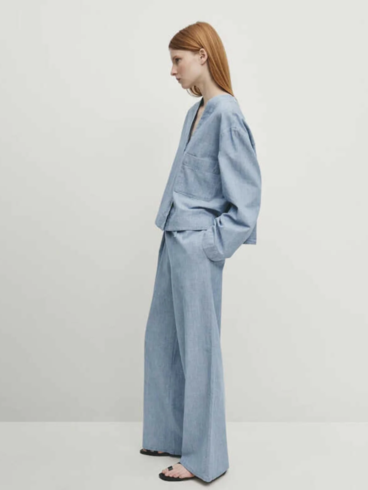 Nieuwe Zomer vrouwen irt V-ne Katoen Dstring Taille Rechte Pijpen Jeans Blauw Casual Lui Sle Pendelen Sle Lange Sve