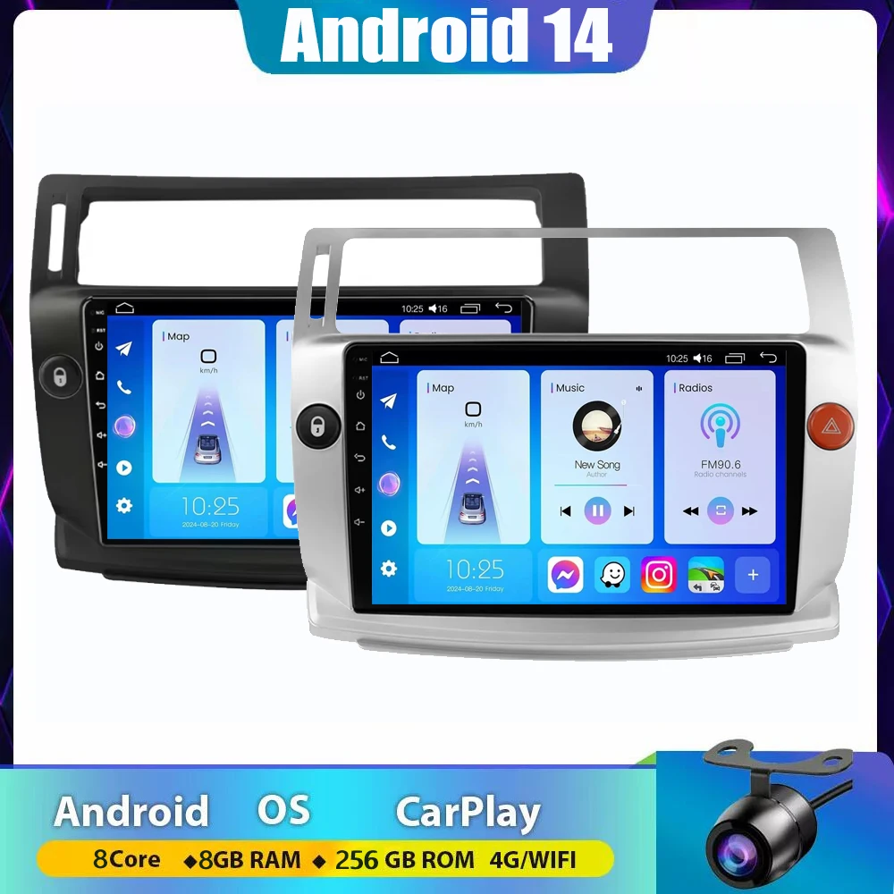 

For Citroen C4 C-Triomphe Quatre 2004 -2014 Car Radio Multimedia Carplay 2Din Head Unit Stereo 4G+wifi Mirror link Android 14