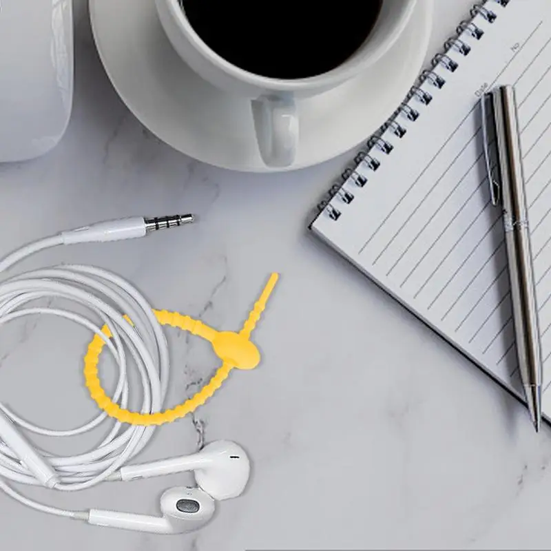 Bolsa reutilizable de silicona para sujetar cables, 5 piezas, 15cm