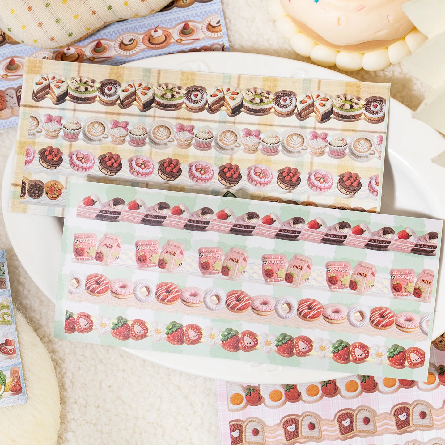 20pcs Sticker Book Velvet Story Series Simulation Knitted Lace Handmade Booklet DIY Decorative Primer Stickers