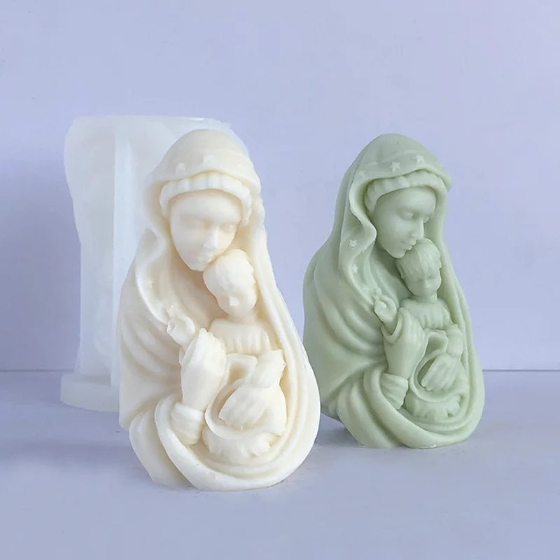 

3D New Mother Holding Angel Scented Candle Silicone Mold DIY Gypsum Epoxy Home Decoration Mold Home Decor Gift