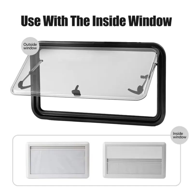 Adjustable Double Layer Acrylic Camper Van RV Window Thermal Insulation 70 Opening Angle No Drilling Installation For