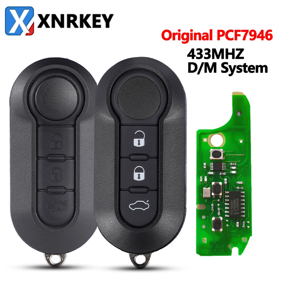 

XNRKEY 3B Flip Remote Key PCF7946 Chip 433Mhz for Fiat 500 500L Punto Florino Doblo Qubo for Delphi/Marelli BSI System Car Key