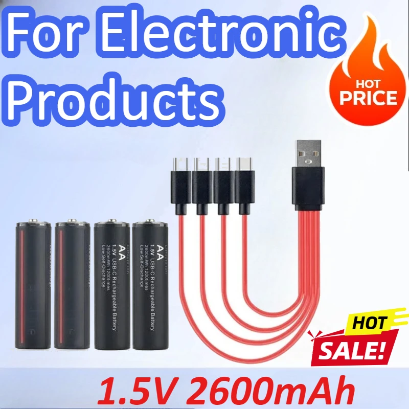

New1.5V 2600mAh Li-Ion Rechargeable Battery AA Lithium Batteries 1200 Times Cycle High Quality Rechargeable Battery+Charger