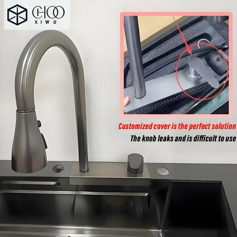 Pull-out Kitchen Basin Faucet 4 Adjustable Water Modes Cold and Hot Single Hole Gray Washbasin Water Mix Tap Torneira Deck Mount