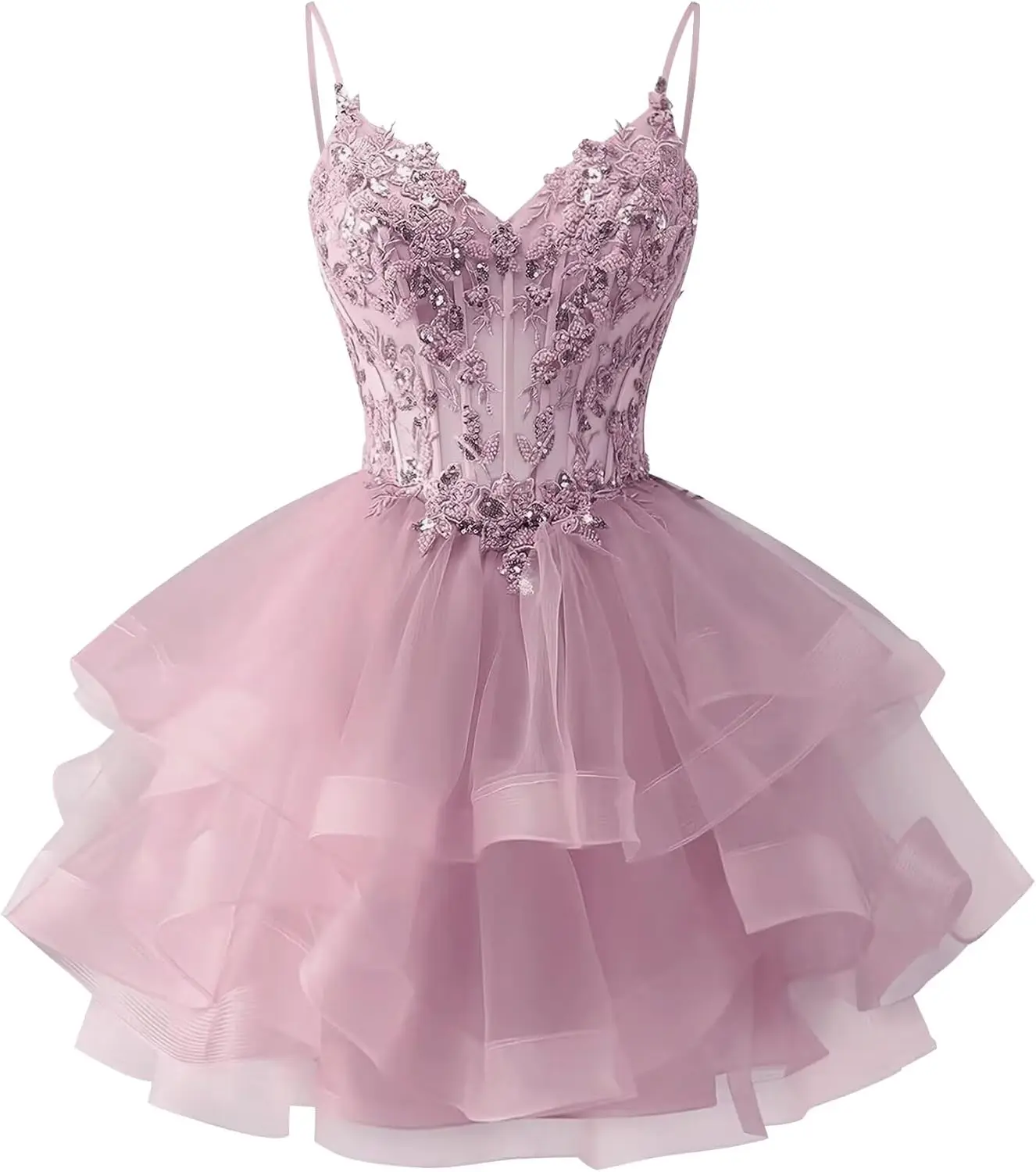 

V Neck Homecoming Dresses for Teens 2025 Spaghetti Straps Corset Mini Formal Cocktail Gowns Graduation Dress Short Prom Dress