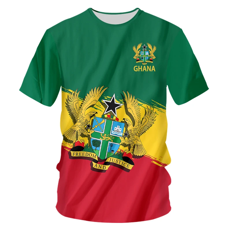 Ghana Jersey 3D Printing Graphic T Shirts Y2k Summer Ghana Flag Tshirt Casual Oversized T-shirt Dropshipping Wholesale Team Tee