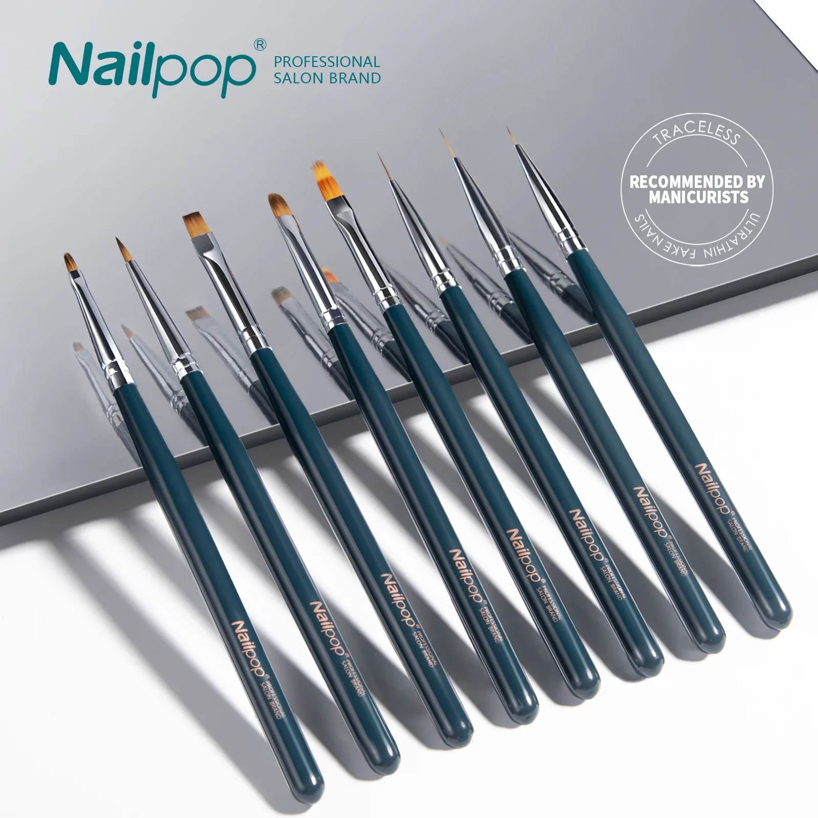 Nailpop-Escova De Arte Do Prego para Manicure, Cabo De Madeira, Gel Construtor, Caneta De Desenho, Polonês UV, Pintura, Escultura, Dotting, Tamanho 6-12