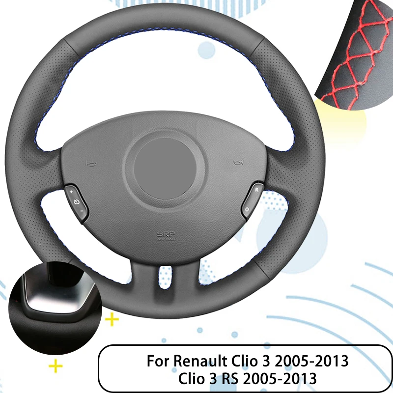 

Scratch-Resistant Car Steering Wheel Cover Microfiber Leather For Renault Clio 3 2005-2013 Clio3 RS 2005-2013 Auto Steering Wrap