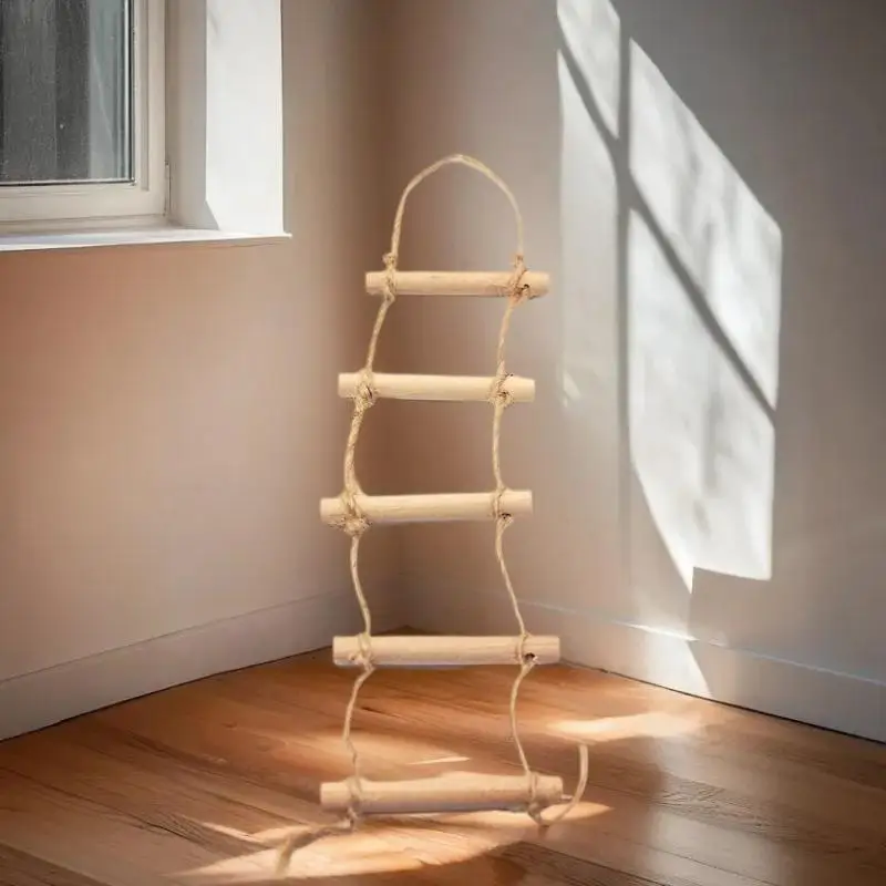 ✰✪1Pcs Dollhouse Mini Wooden Hemp Rope Hanging Ladder Pet Gardening Miniature Scene Model Toys Doll House Accessories