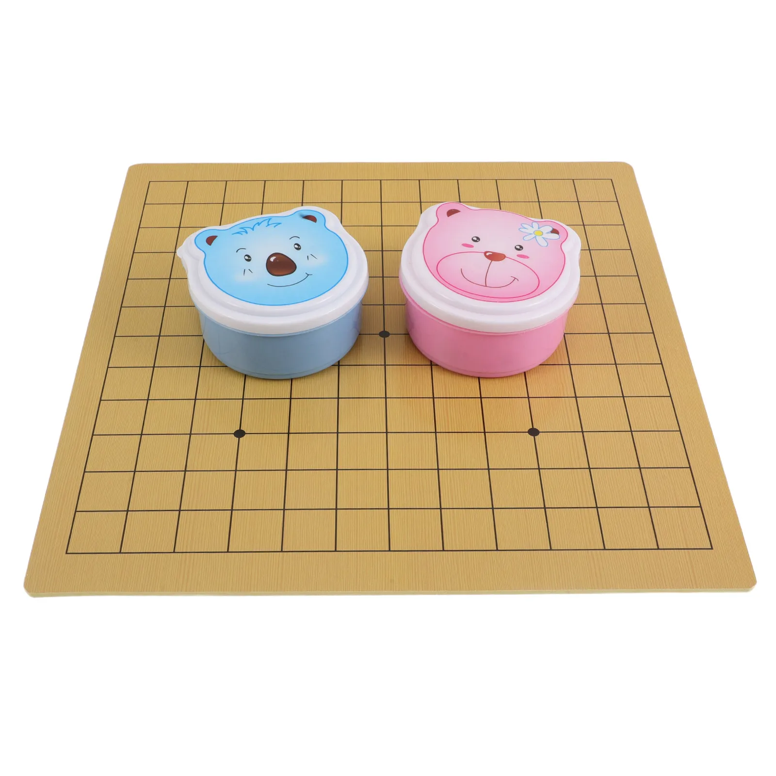 

Children Go Game Set Double-Sided Board 9x9 and 13x13 Grids Cute Bear Cartoon Design Portable Travel Board Game for Family