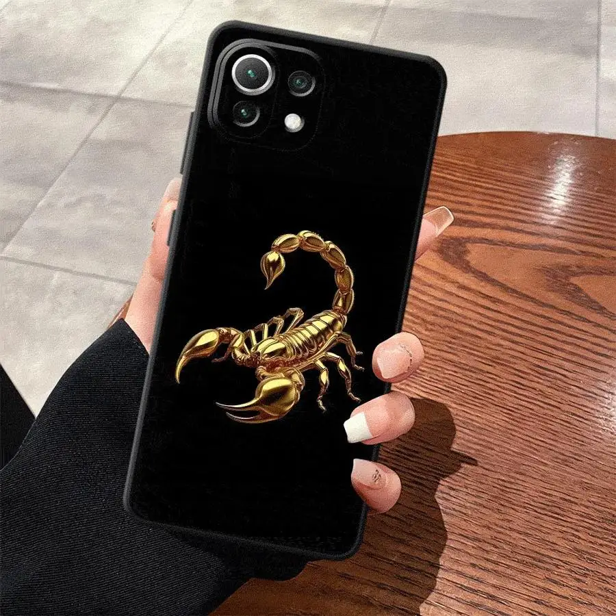Black Soft Phone Cover Case for Xiaomi Mi 11 12 13 Lite 10T 11T 12T Pro 12X 13 14 15 Pro Scorpion Pattern Design