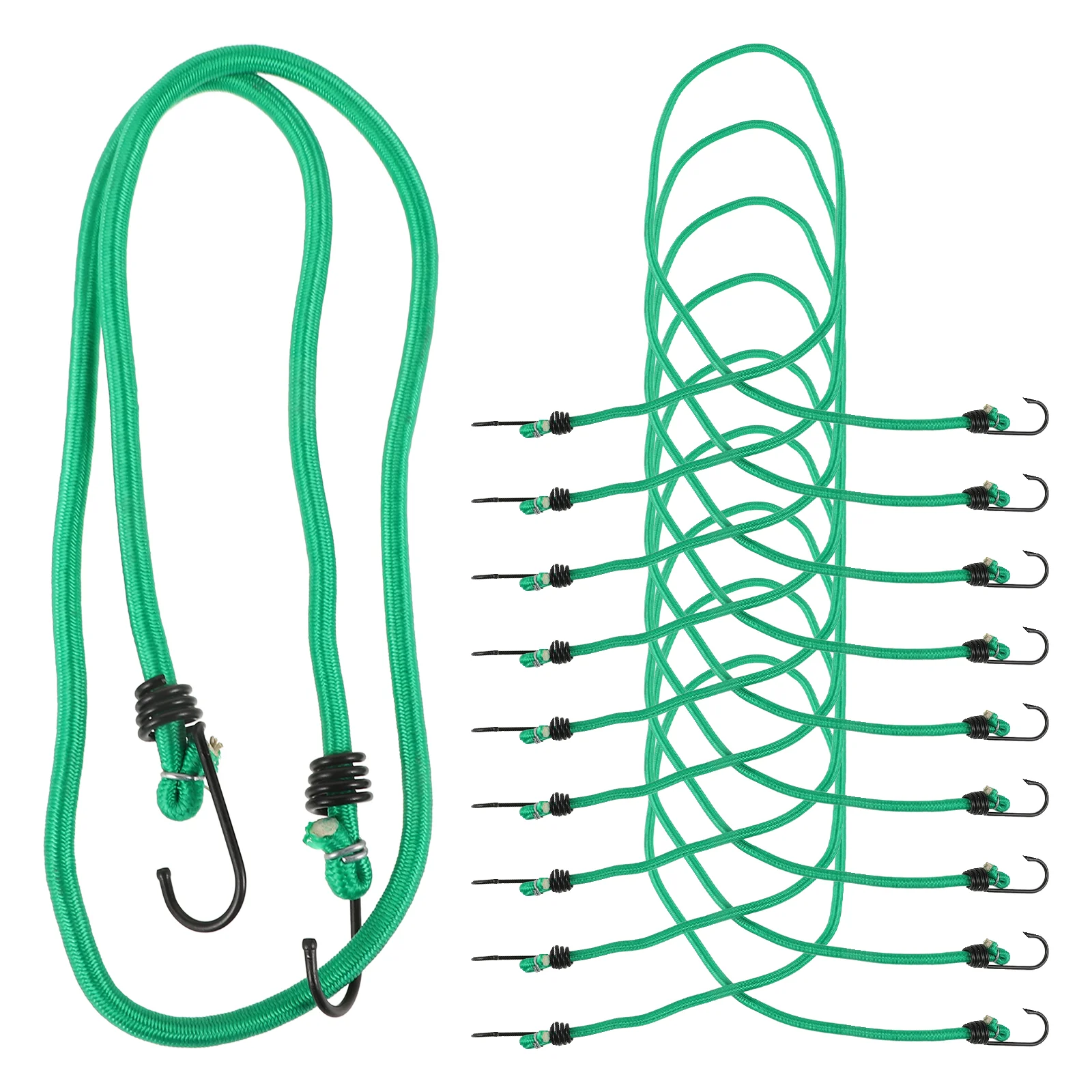 

10 Pcs Travel Clothesline Extended Elastic Cord Luggage Ropes Strapping 12000X800X800CM Multi-use Bungee Cords Green