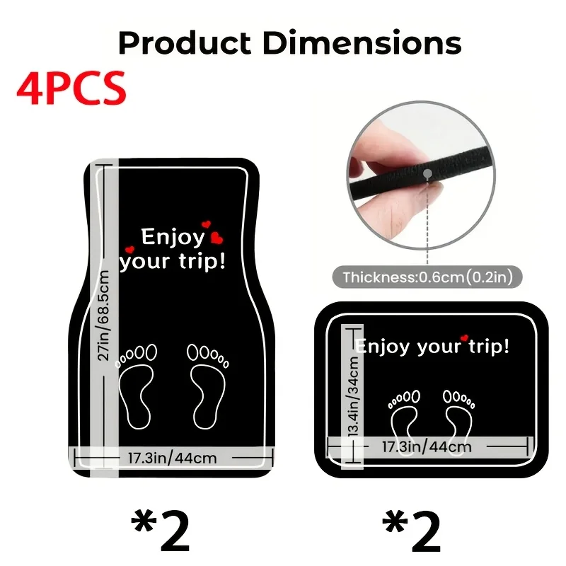 4pcs Car Floor Mats - Blessing Text Design, Soft And Comfortable, Protect Your Car Interior, Enhance Driving Experience, Upgrade