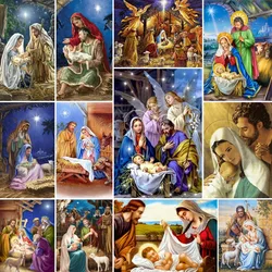5D DIY Diamond Painting Religious icons Cross Stitch Diamond Art Nativity Scene Birth of Jesus Mosaic Home Decoration Gift