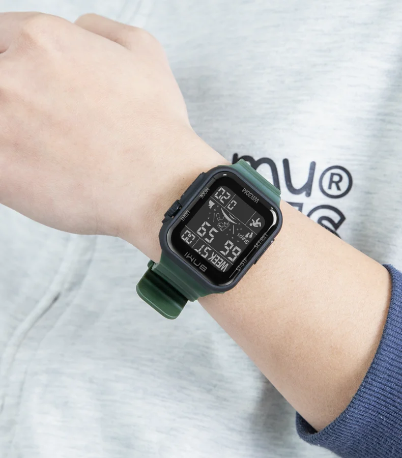 Men's Multi-function Sports Watch Silicone Luminous Calendar Design LED Clock Square Large-screen Waterproof Digital Watches