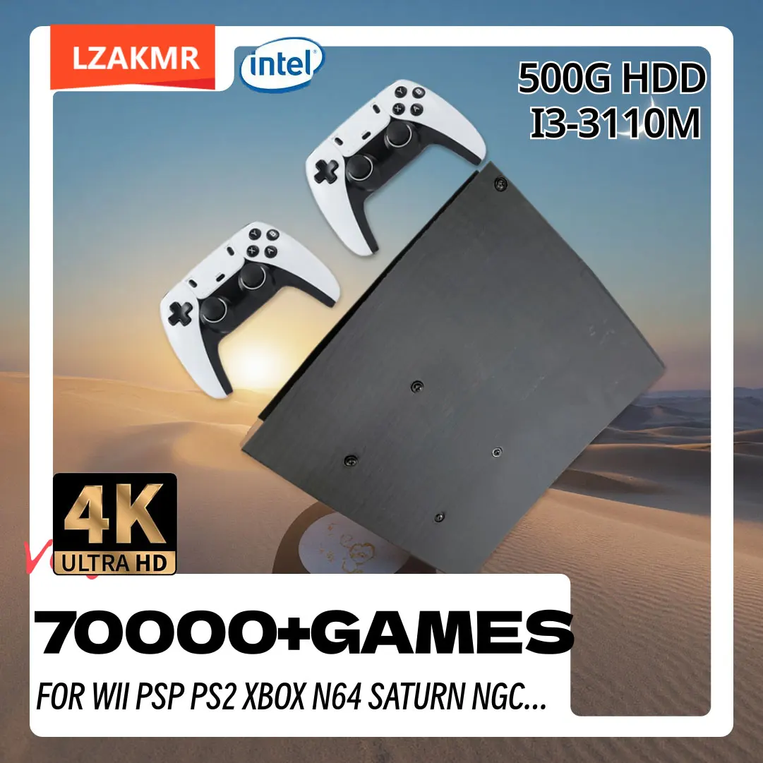 BS5 60+Emulators 500G/1TB Retro Game Console Multi-Platform Compatibility Win11 I3-3110M 70000+Games For Wii PS2 PSP NGC N64