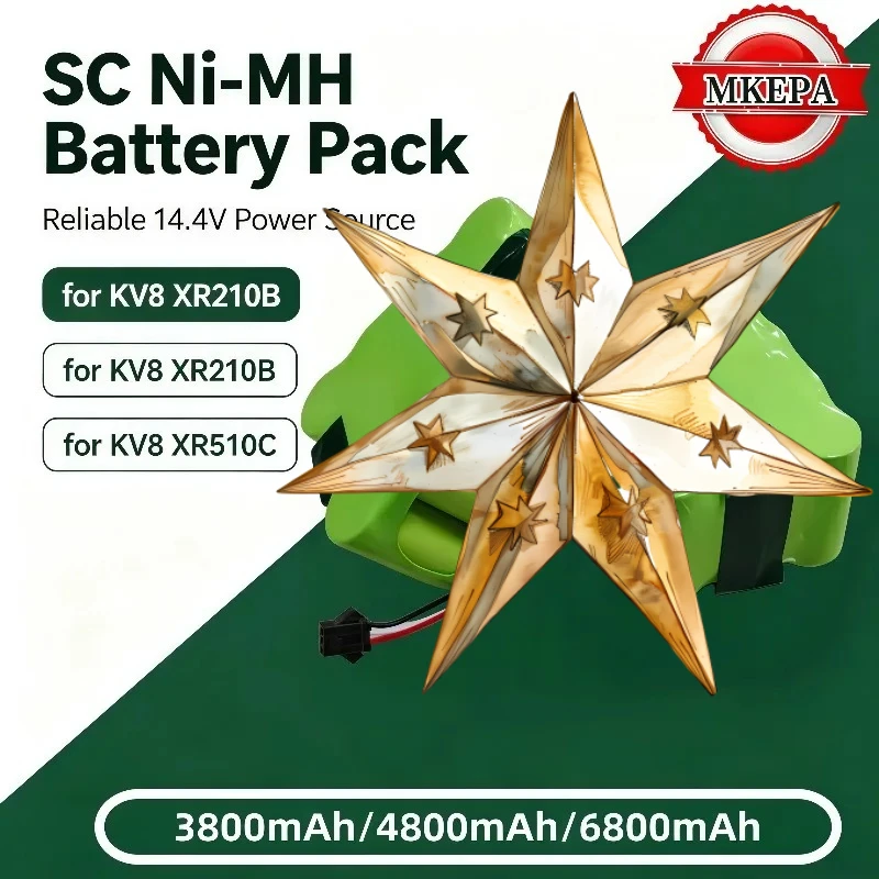 14.4V SC 3800mAh‑6800mAh Rechargeable Ni‑MH Battery Pack Robot Vacuum Cleaner Parts Fit KV8 XR210B XR510C