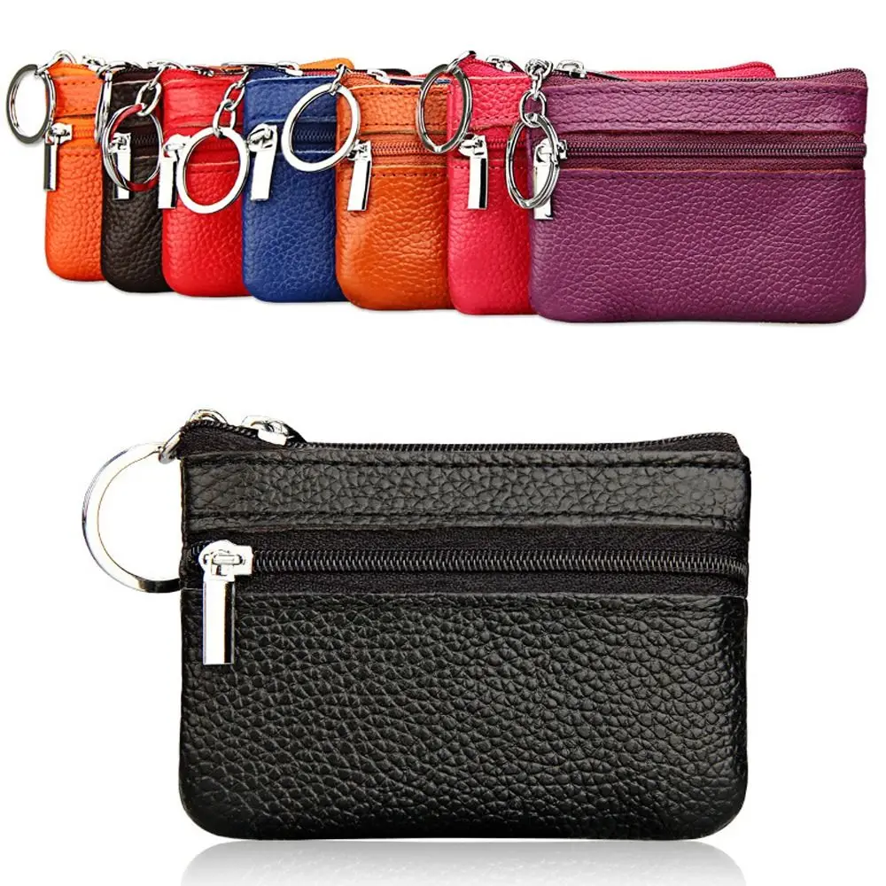Monedero de cuero PU a la moda, tarjetero, Mini monedero de lujo con cremallera, monedero, bolsa para mujer y hombre