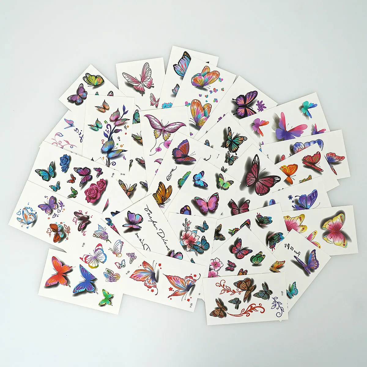 30 Sheets 3D Texture Waterproof Colorful Butterfly Temporary Tattoo Stickers